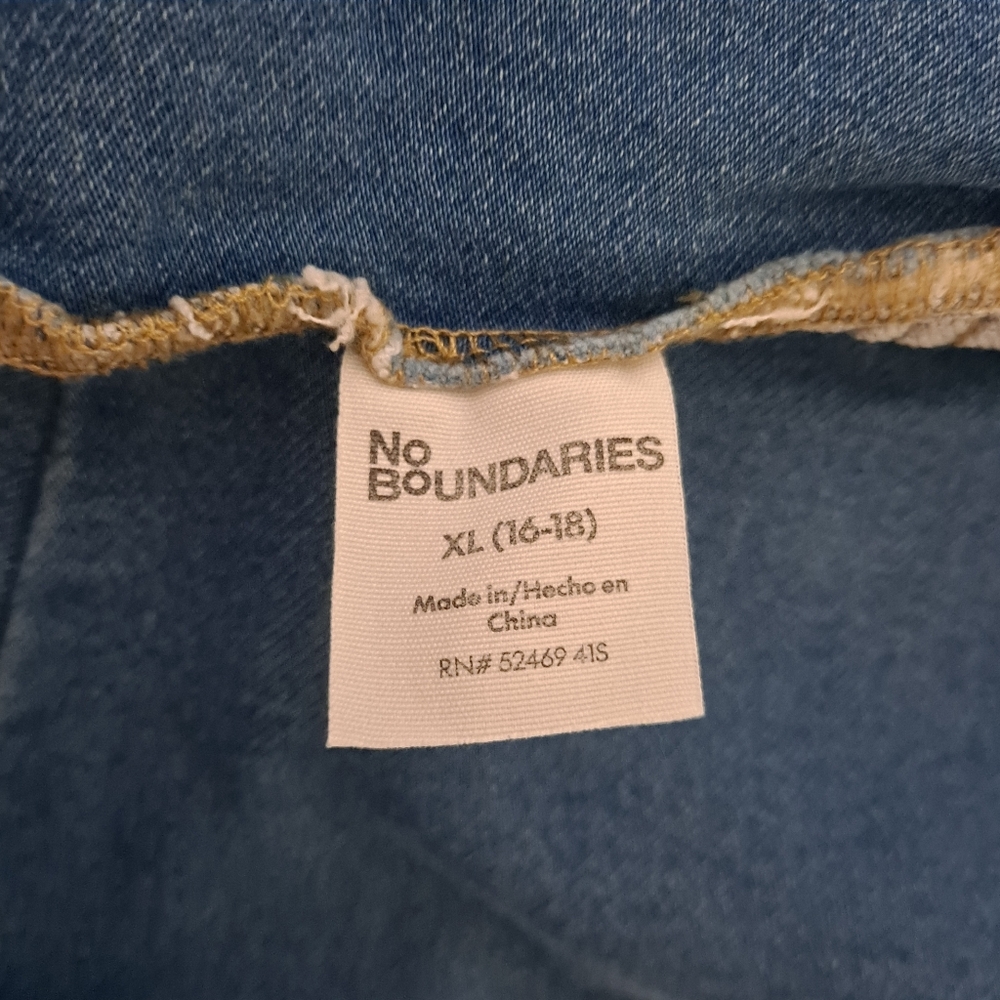 Blue Denim Sleeveless Mini Dress Stretchy Festival No Boundries XL - Picture 4 of 5